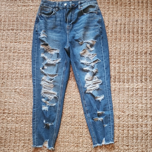 American Eagle Outfitters Blue Skinny Jeans with Vintage Distressing - Picture 1 of 4
